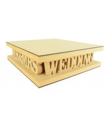 18mm MDF Square Cake Stand - Mr&Mrs Wedding Day Design - Variety of Sizes Available